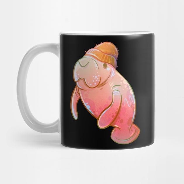 Pink Beanie Manatee by Claire Lin